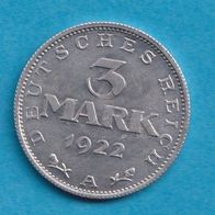 Weimar 3 Mark 1922 A Top