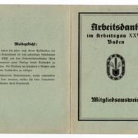 Arbeitsdank Mitgliedsausweis - Arbeitsgau XXVII Baden (1936)
