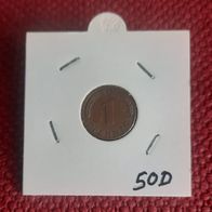 1 Pfennig Münze der BRD 1950 D