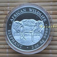 2 Oz Somalia Elefant Silber 2020 African Wildlife (original gekapselt) st