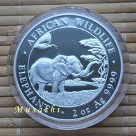 2 Oz Somalia Elefant Silber 2019 African Wildlife (original gekapselt) st