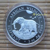 2 Oz Somalia Elefant Silber 2022 African Wildlife (original gekapselt) st