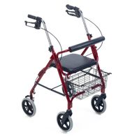 Teqler Rollator T-135301 dunkelrot mit Sitzfläche und Einkaufskorb