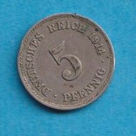 Kaiserreich 5 Pfennig 1914 F