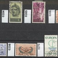 Zypern Mi. Nr. 203 + 204 + 205 + 206 + 209 + 256 + 270 + 274 o <