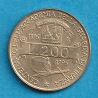 Italien 200 Lire 1996 Finanzverwaltung