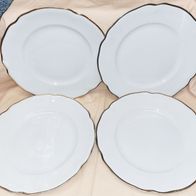 Alt Schönwald Bavaria 46, 2. Set - 4 Speiseteller flach 25cm Weiß Goldrand