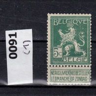 Belgien Mi. Nr. 91-1 Freimarken: Löwe * * <