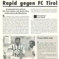 Fußball TOTO Vorschau Runde 47 26./27.11.1988 SK Rapid Wien FC Tirol Innsbruck