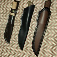 3 x unbenutzte Jagd/Outdoor Messer mit Lederscheiden