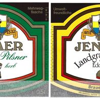 Bieretiketten "Jenaer Pilsner" + "Landgrafentrunk" : Brauerei Jena † 1990 Thüringen