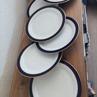 6x Eschenbach Echt Kobalt Perlrand Kuchen- oder Frühstücksteller