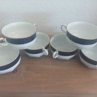 6 Suppentassen Winterling Kirchenlamitz kobalt/gold