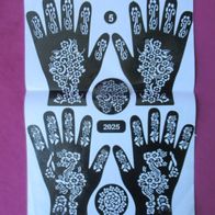 Henna Tattoo Schablonen Hand links + rechts 6-tlg Kina Handbemalung Dövme Mehndi