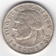 2 Reichsmark 1933 D "Martin Luther" Original SILBER Münze - 0007