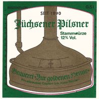Bieretikett Brauerei Zur goldenen Henne / Privatbrauerei Göpfert Jüchsen (Grabfeld)