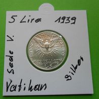 Vatikan 1939 Sedisvakanz 5 Lire Silber