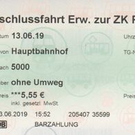 Fahrschein RMV Anschlussfahrt Erw. zur ZK PS03 vom 13.06.2019