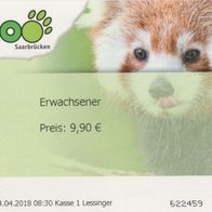 2018 Eintrittskarte Zoo Saarbrücken mit Rotem Panda vom 24.04.2018