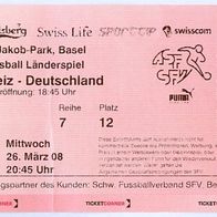 Ticket Schweiz - Deutschland 26. 3. 2008 DFB ASF SFV St. Jakob-Park Basel SUISSE