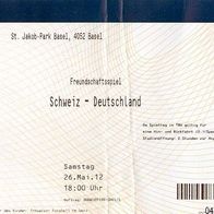 Ticket Schweiz - Deutschland 26.5.2012 Eintrittskarte St. Jakob-Park Basel SUISSE