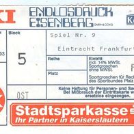 Ticket 1. FC Kaiserslautern vs SG Eintracht Frankfurt 5. 12. 1992 Eintrittskarte