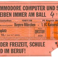 Ticket FC Bayern München - 1. FC Kaiserslautern 17.10.1987 Eintrittskarte Fußball