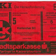 1) Ticket 1. FC Kaiserslautern - Karlsruher SC 3.5.1991 Eintrittskarte Karlsruhe