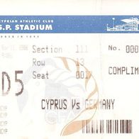 Ticket Zypern vs Deutschland 15. 11. 2006 Eintrittskarte DFB CFA Cyprus Nicosia