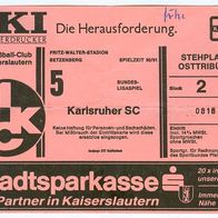 2) Ticket 1. FC Kaiserslautern - Karlsruher SC 3.5.1991 Eintrittskarte Karlsruhe