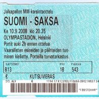 Ticket Finnland vs Deutschland 10.9.2008 Finland Suomi Saksa DFB SPL FBF Germany