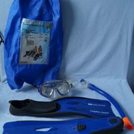 Schnorchelset Flossen, Schnorchel, Taucherbrille Kinder XS 33-35 mit Tasche