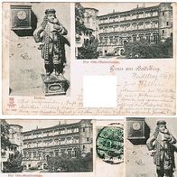 Heidelberg, Gruß aus Heidelberg, Perkeo und der Otto-Heinrichsbau. 1898