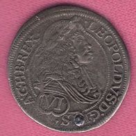 6 Kreuzer 1686 Wien Habsburg "Leopold I" SILBER Originalmünze - 0001