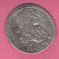3 Kreuzer 1704 Graz Habsburg "Leopold I" SILBER Originalmünze - 0008