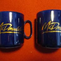 McDonalds Kaffeetasse blau Aufschrift gold Kaffee Tasse Becher