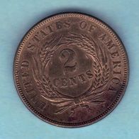 2 Cents 1864 Philadelphia USA Original Münze in Super Erhaltung - 0010