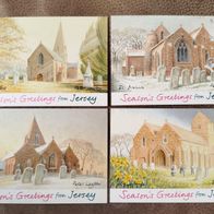Vier Weihnachtskarten mit dem Titel „Season´s Greetings from Jersey“ ungebraucht