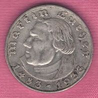 2 Reichsmark 1933 A "Martin Luther" Original SILBER Münze - 0012