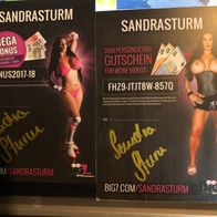 2 Autogrammkarten vom Erotik-Star´Sandra Sturm - Originale - Signiert - gut