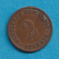 Kaiserreich 2 Pfennig 1905 D