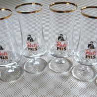 6 historische Biergläser, "Patz Pils", Goldrand, Brauerei Patzenhofer
