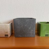 Blumentöpfe - 3 Stück in grau, grün + weiß - Höhe 6,5 cm sowie 8,2 cm