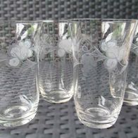 4 Vintage Weinbecher Jugendstil Art Deco geätztes Dekor Wasser Saft Gläser Glas