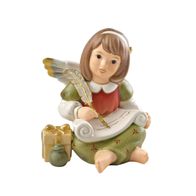 Goebel "Engel mit Wunschzettel" 9 cm Feder Geschenk Rot-Grün 2010 Winterzauber NEU