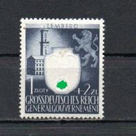 Generalgouvernement, 1943, Mi.-Nr. 109, ( * ) Falz