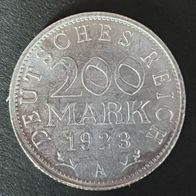 200 Mark „A“ Münze von 1923 Weimarer Republik Deutsches Reich