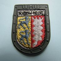 WHW Schleswig Holst. Grenzlandwappen Metallrückseite Web Abzeichen WW 2 Badge 1936