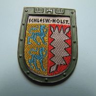 WHW Schleswig Holst. 2 mm Grenzlandwappen Papierrückseite Web Abzeichen WW Badge 1936