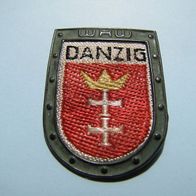 WHW Danzig 5 mm Grenzlandwappen Papierrückseite Web Abzeichen WW Badge 1936